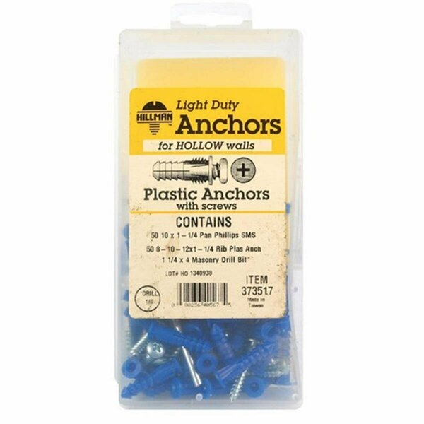 Homecare Products 373517 8-10-12 x 1.25 in. Plastic Anchor Kit with Screws  101 per kit HO3319556
